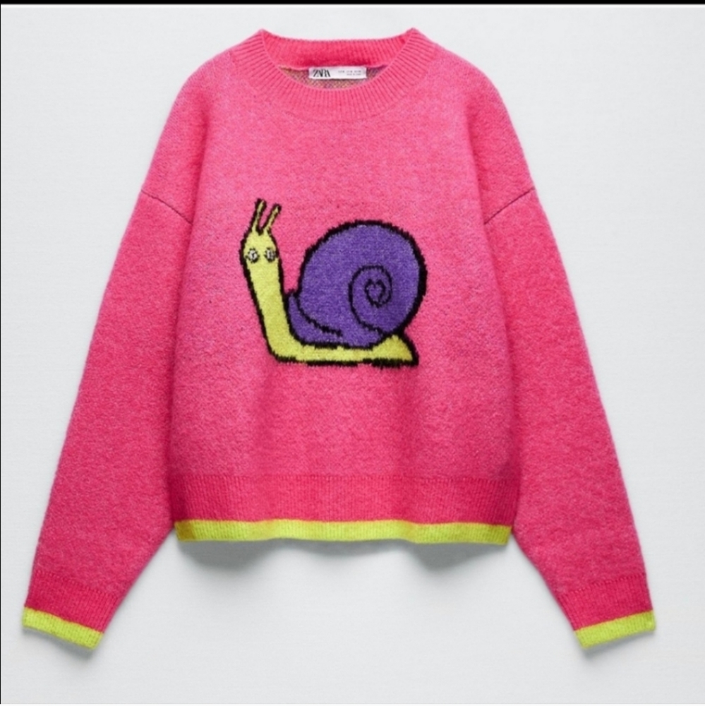 NWT ZARA *Snail Jacquard Knit Sweater - Picture 8 of 8